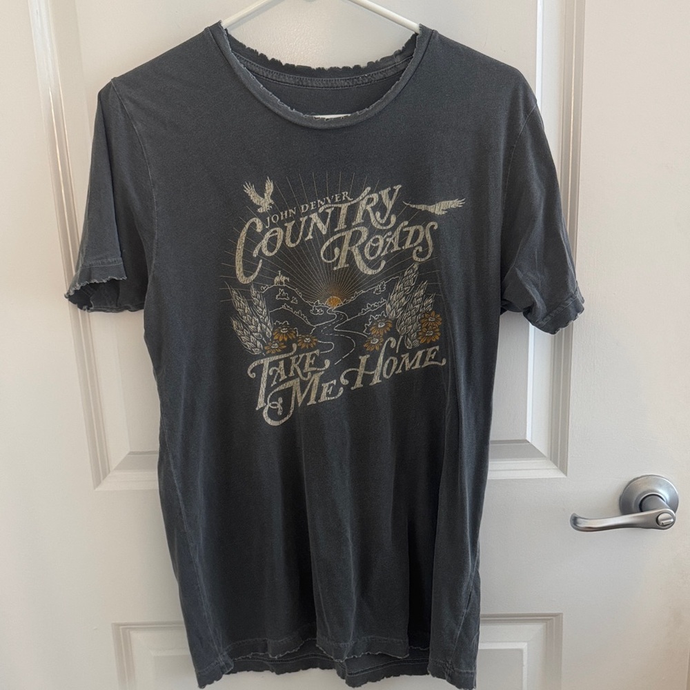 Free People Black Graphic 'Country Roads Take Me Home' Short Sleeve Tee